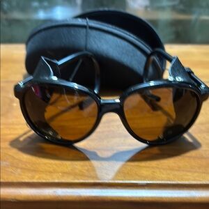 Black Sunglasses with Dark Lenses and Chunky Frame